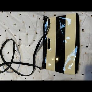 KATE SPADE, black & white striped CROSSBODY